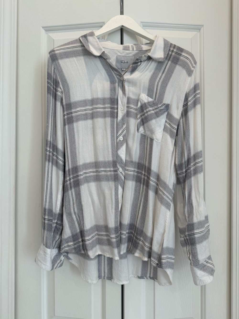 Rails Hunter Shirt White and Light Gray Plaid Button-Down Shirt
